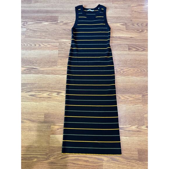 A.L.C Bodycon sleeveless Striped Shane Dress black knit midi dress size M - Picture 8 of 11